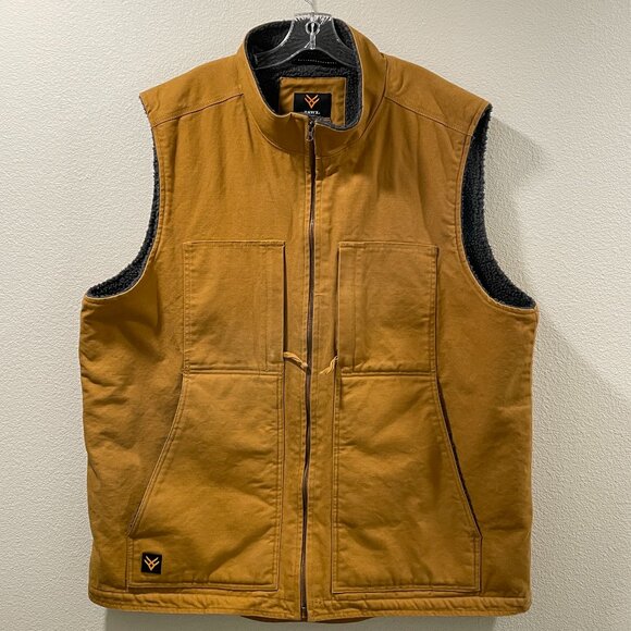 HAWX Men's Khaki Canvas Faux Sherpa Lined Work Vest, Light Brown/Tan - 2XL - Picture 1 of 16